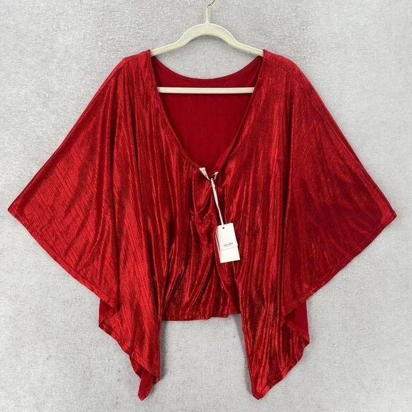 GRACE KARIN Blouse XL Shimmer Glitter Sparkly Poncho Party Top Blouse Low Back - Picture 2 of 15